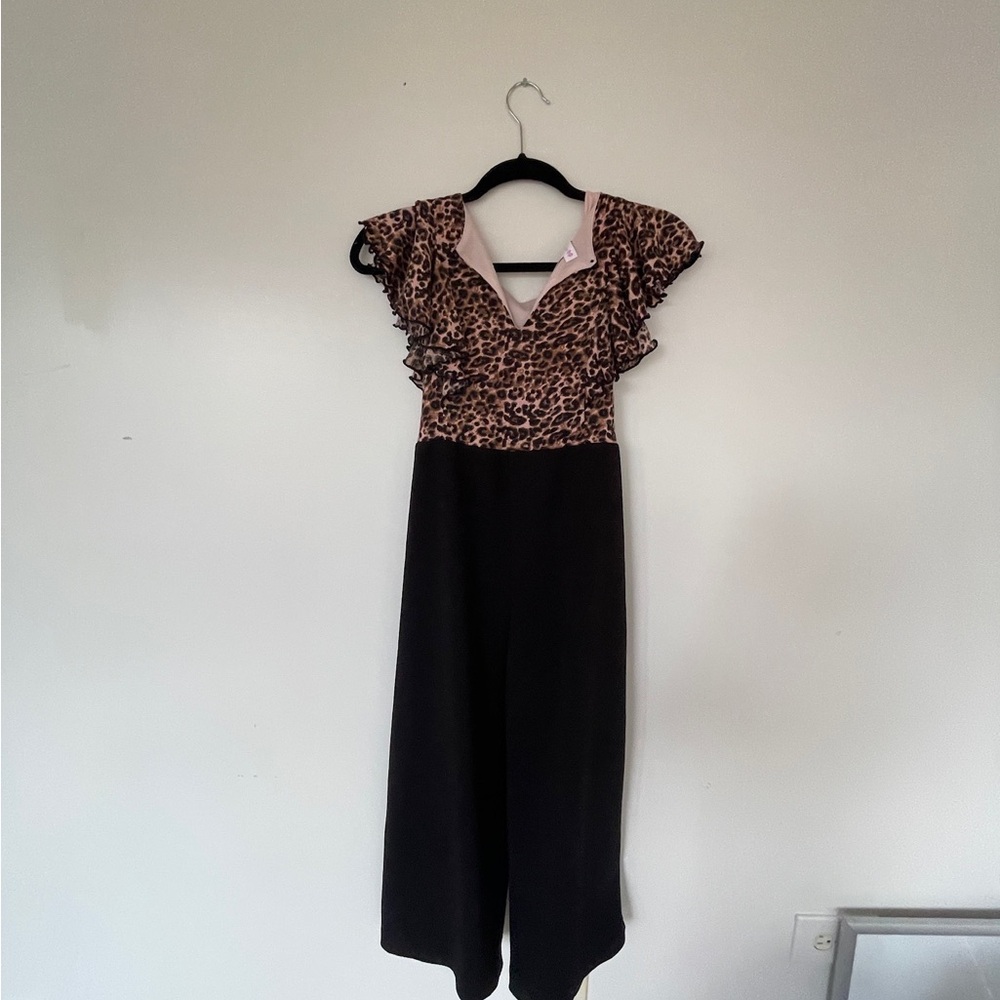 Leopard Print and Black Jumpsuit